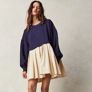 NEW Free People Eleanor Sweatshirt Tunic Dress Oversized Cotton Women’s SZ L NWT